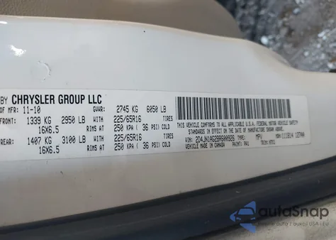 2011 Dodge Grand Caravan C/V из США, поврежденный, VIN 2D4JN1AG2BR600926